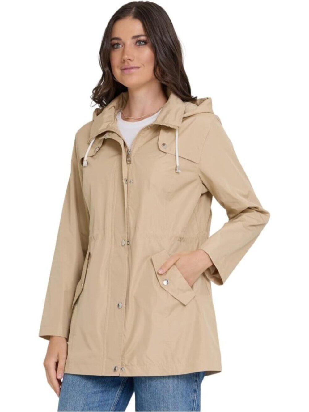 Women Sand 100% Polyurethane Waterproof Hooded Anorak Imported Windbreaker Coat